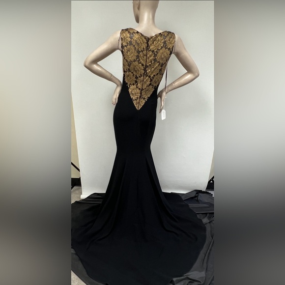 Theia black and gold sleeveless mermaid long gown - Picture 9 of 11